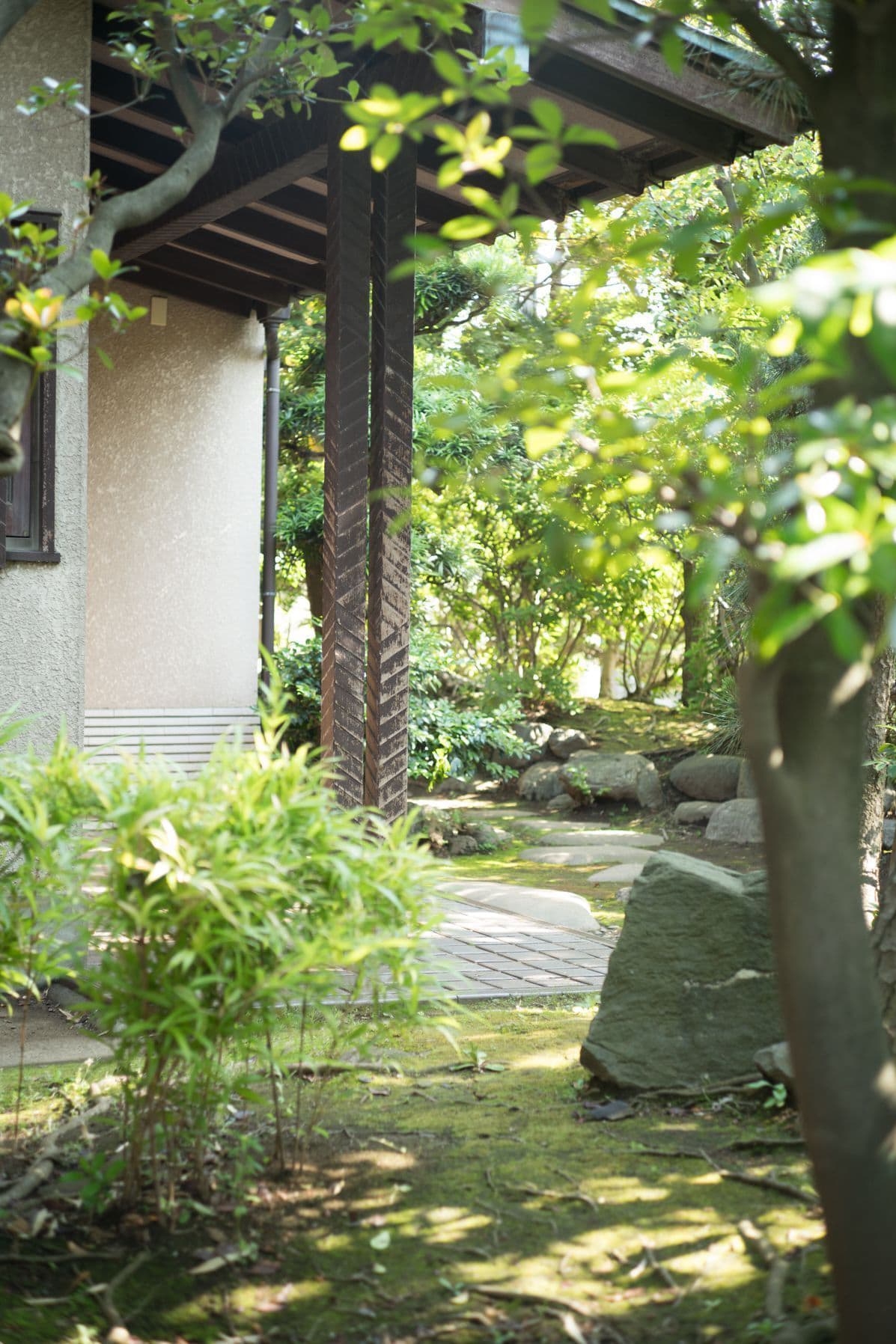 木々の間から覗く玄関