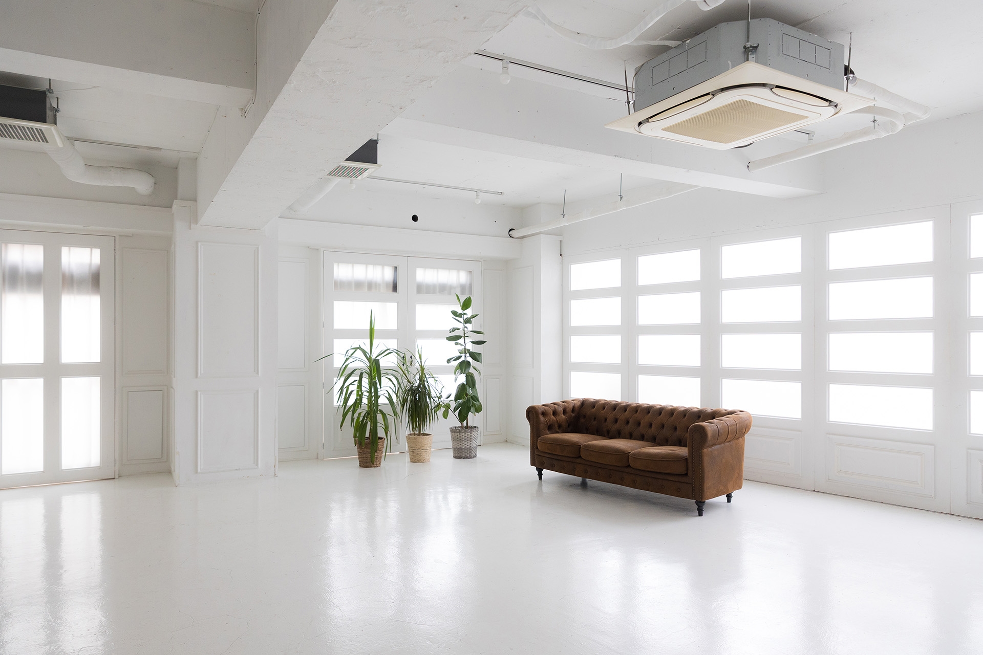 2面の窓から光が入る自然光スタジオ