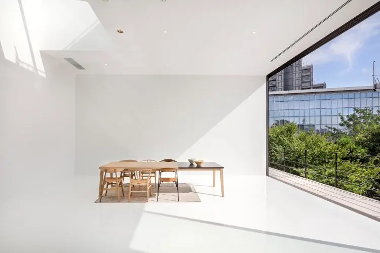 東南向き 北天窓✕白壁