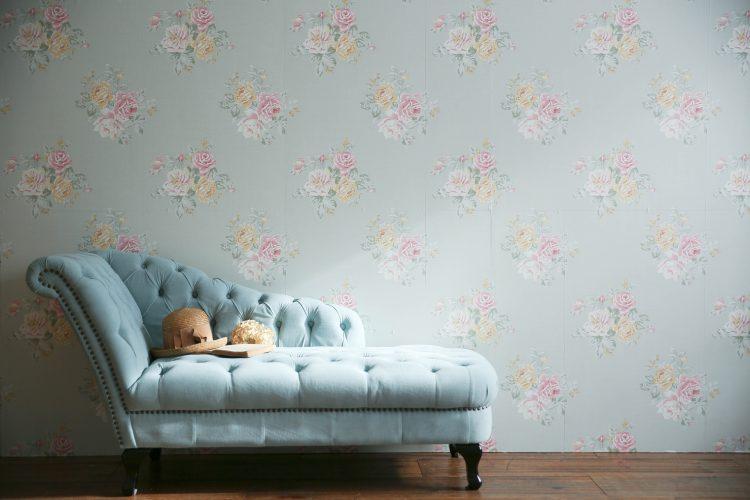 背景パネル 花柄ブルー