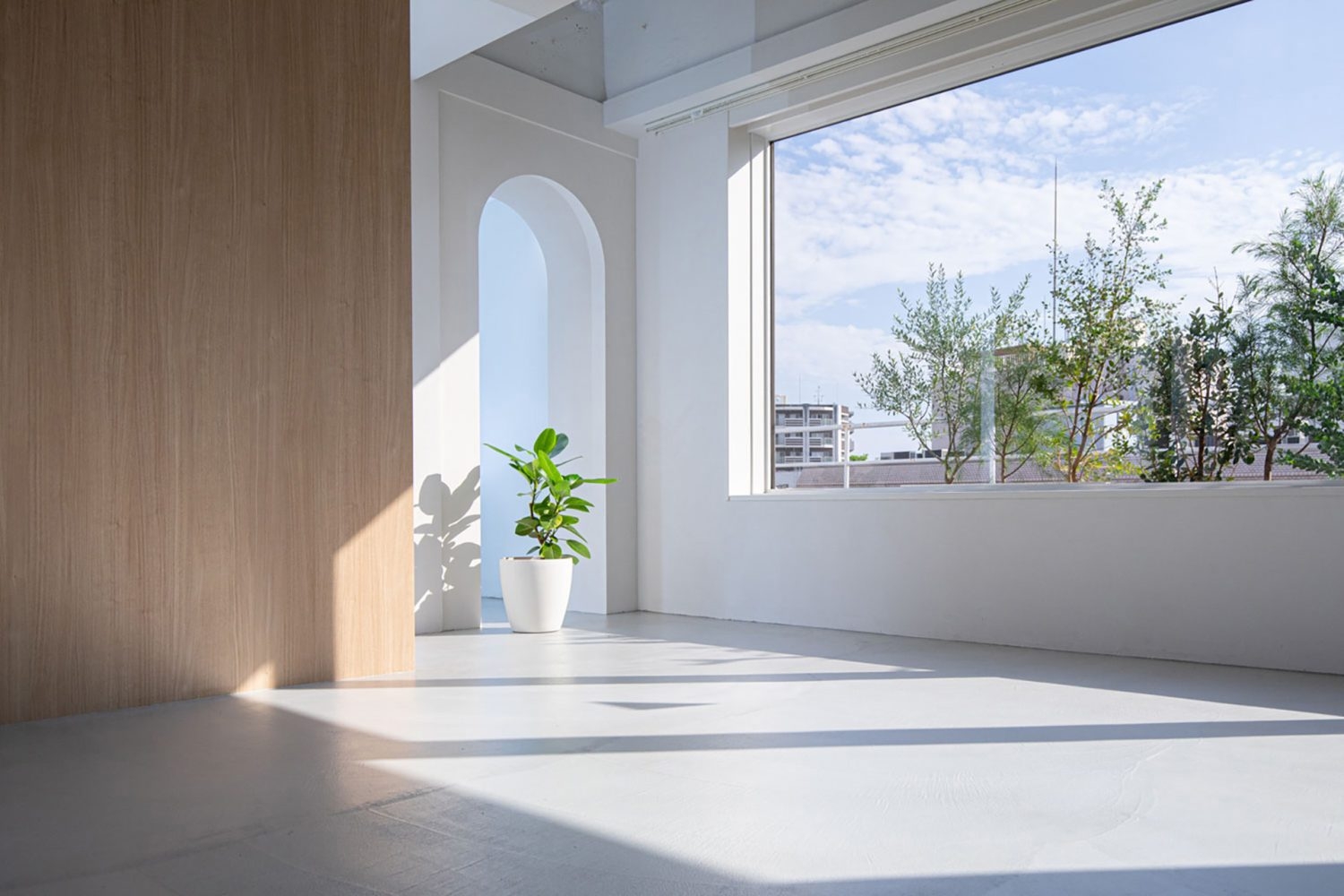 カーテンを開けたシーン