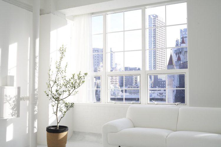 天井まである大きな窓