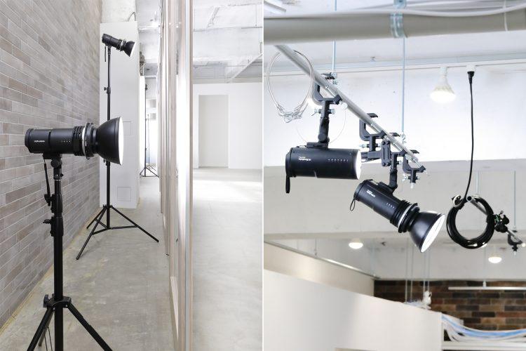 窓裏や天井バトンに照明設置が可能