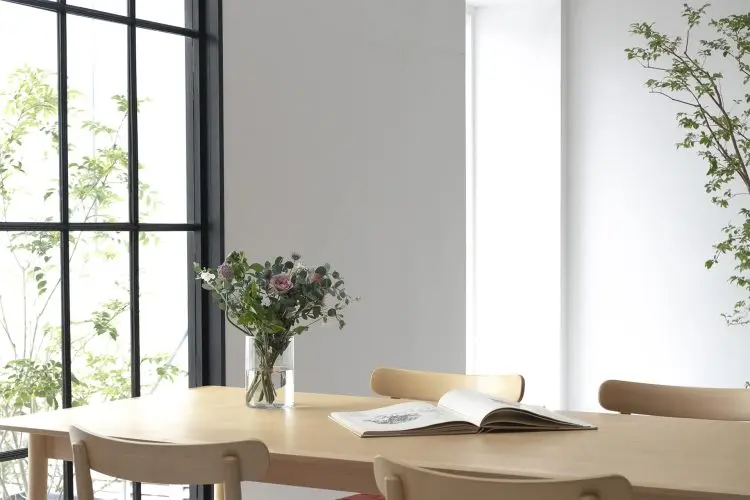 南西に向いた背の高い格子窓