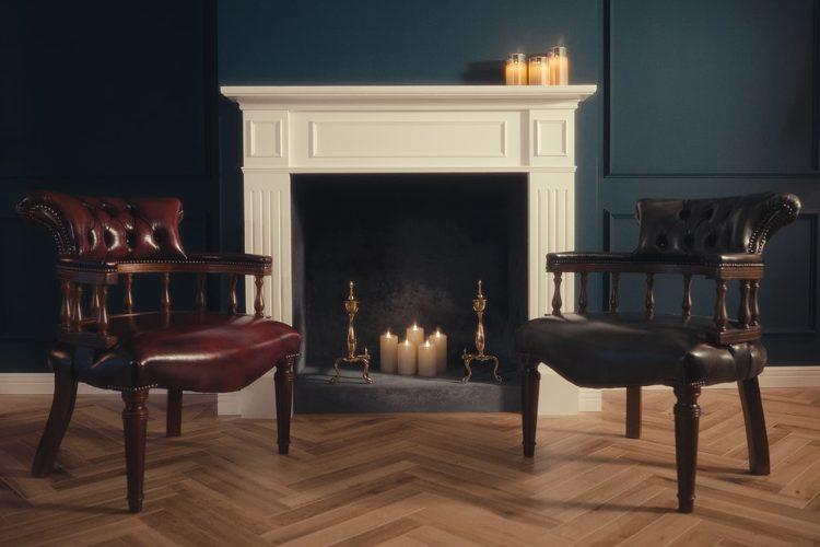 床は全面ヘリンボーンフローリング