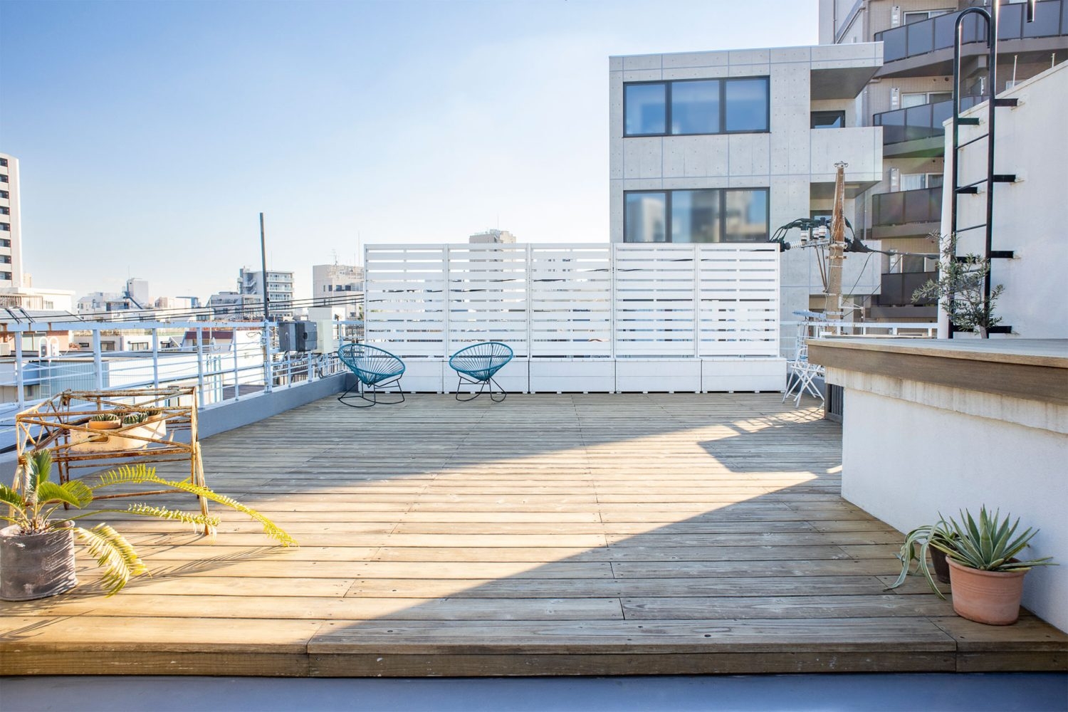 屋上には約49㎡のウッドデッキ