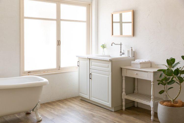 可動式のバスタブと洗面台