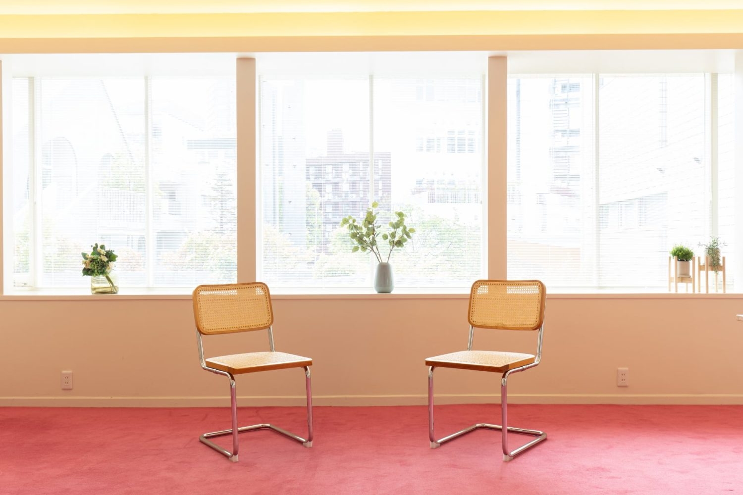 2Fの個室はピンクの絨毯が特徴