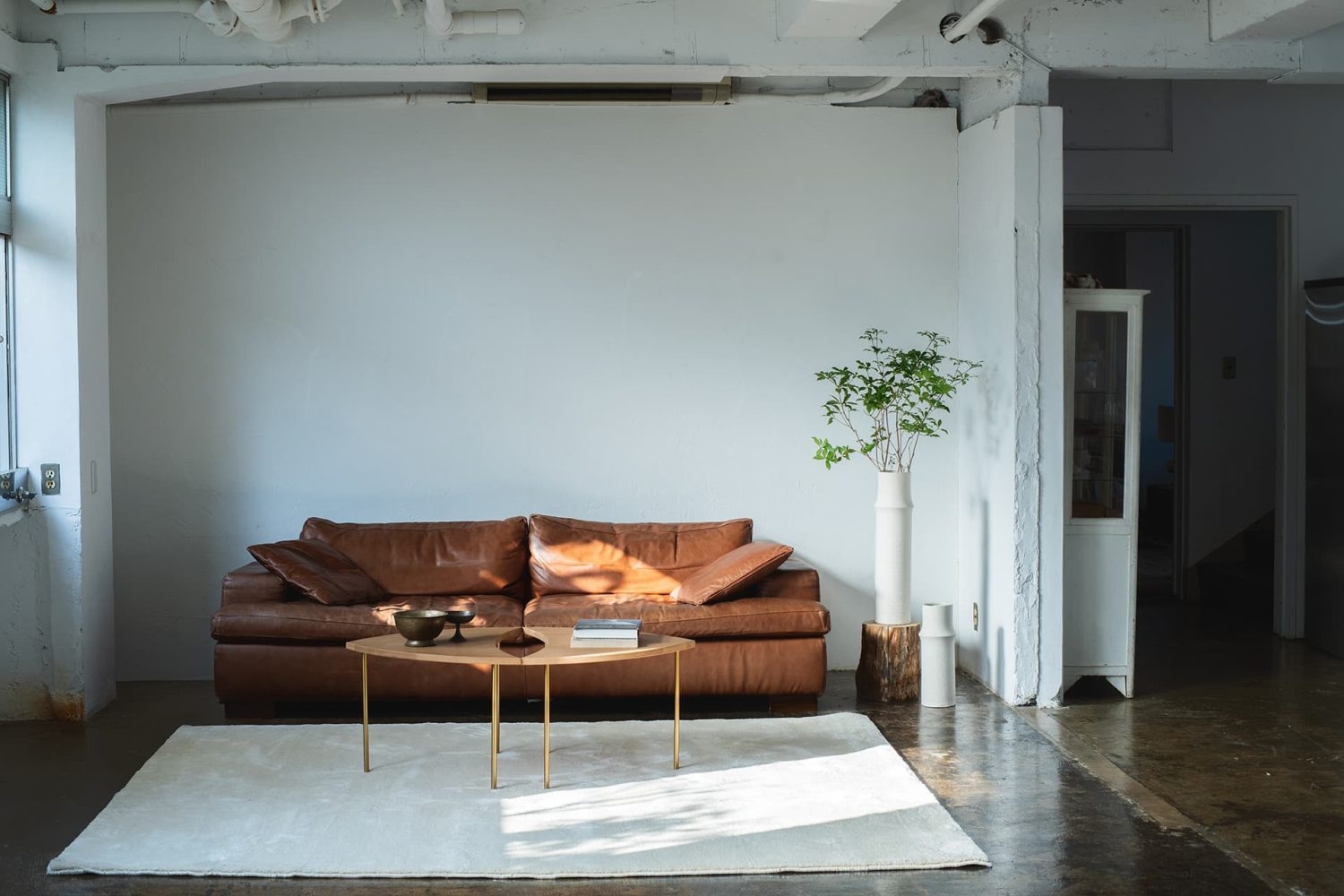 使いやすい白壁、午後の自然光