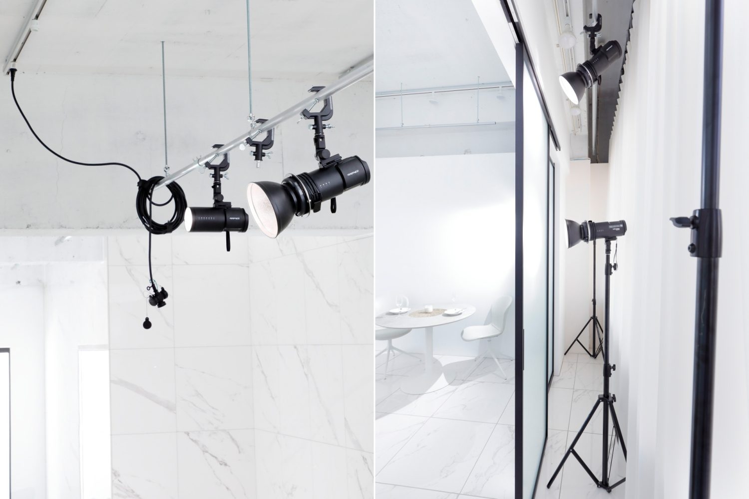 窓裏や天井バトンに照明設置が可能