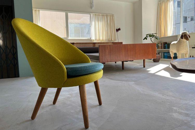 アンティーク北欧家具は生地を張り替え済