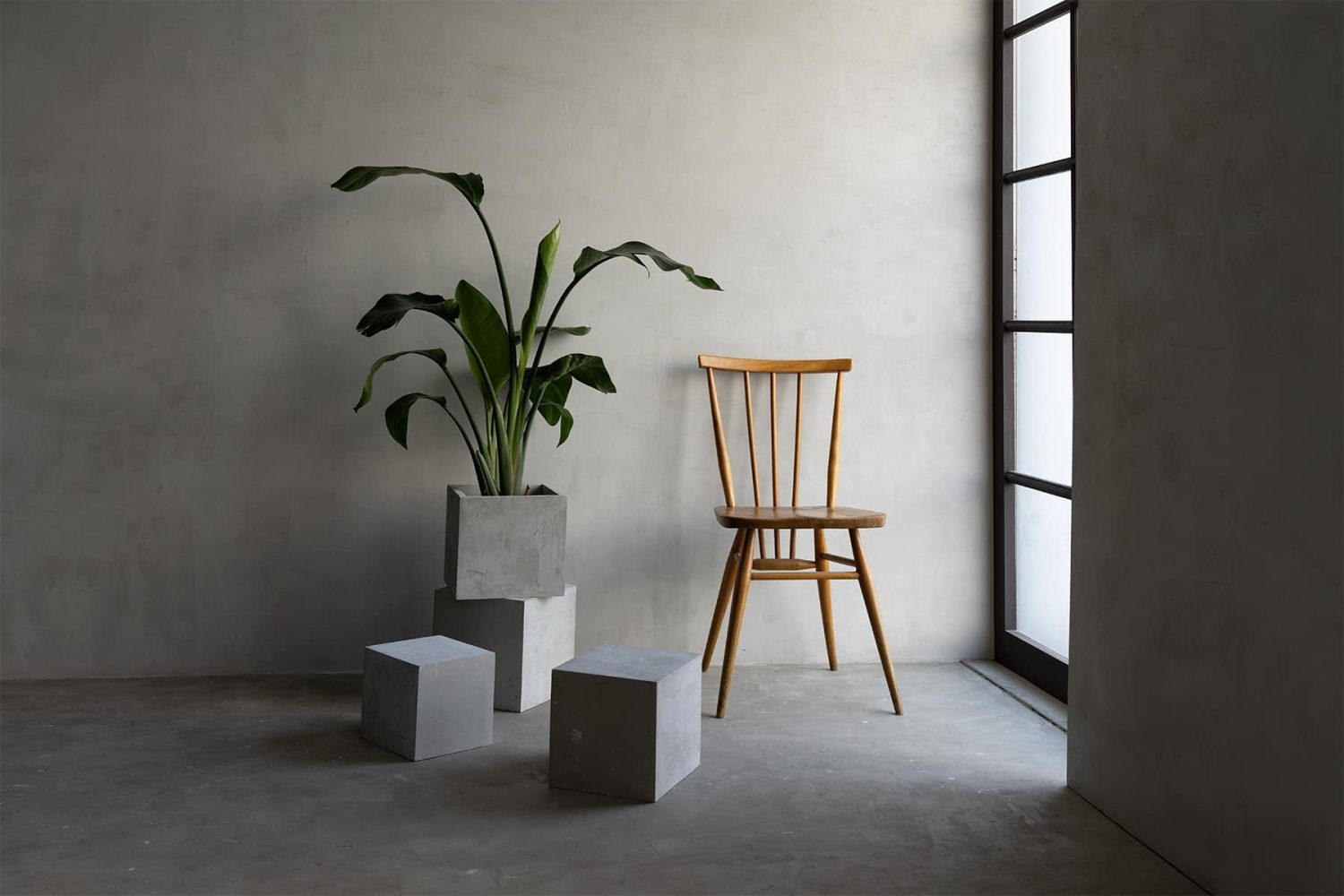 1F モルタル壁とモルタルブロック