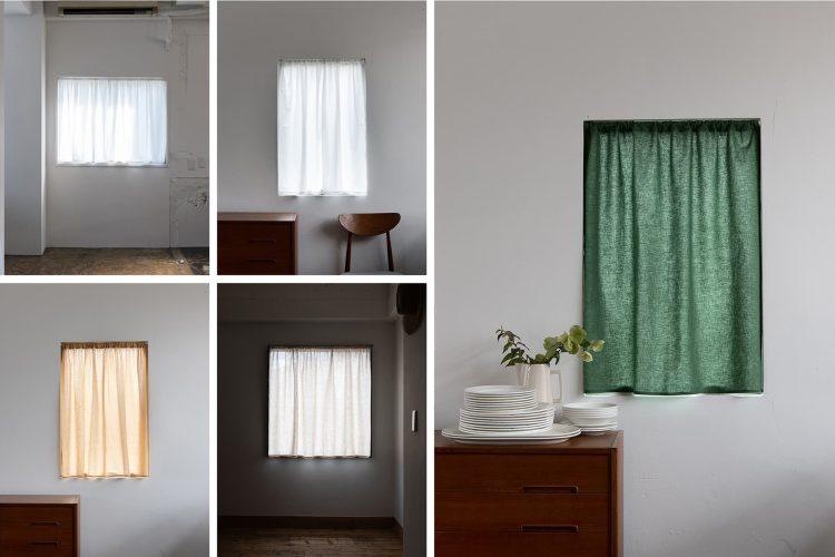 カーテンも数種類ご用意しています