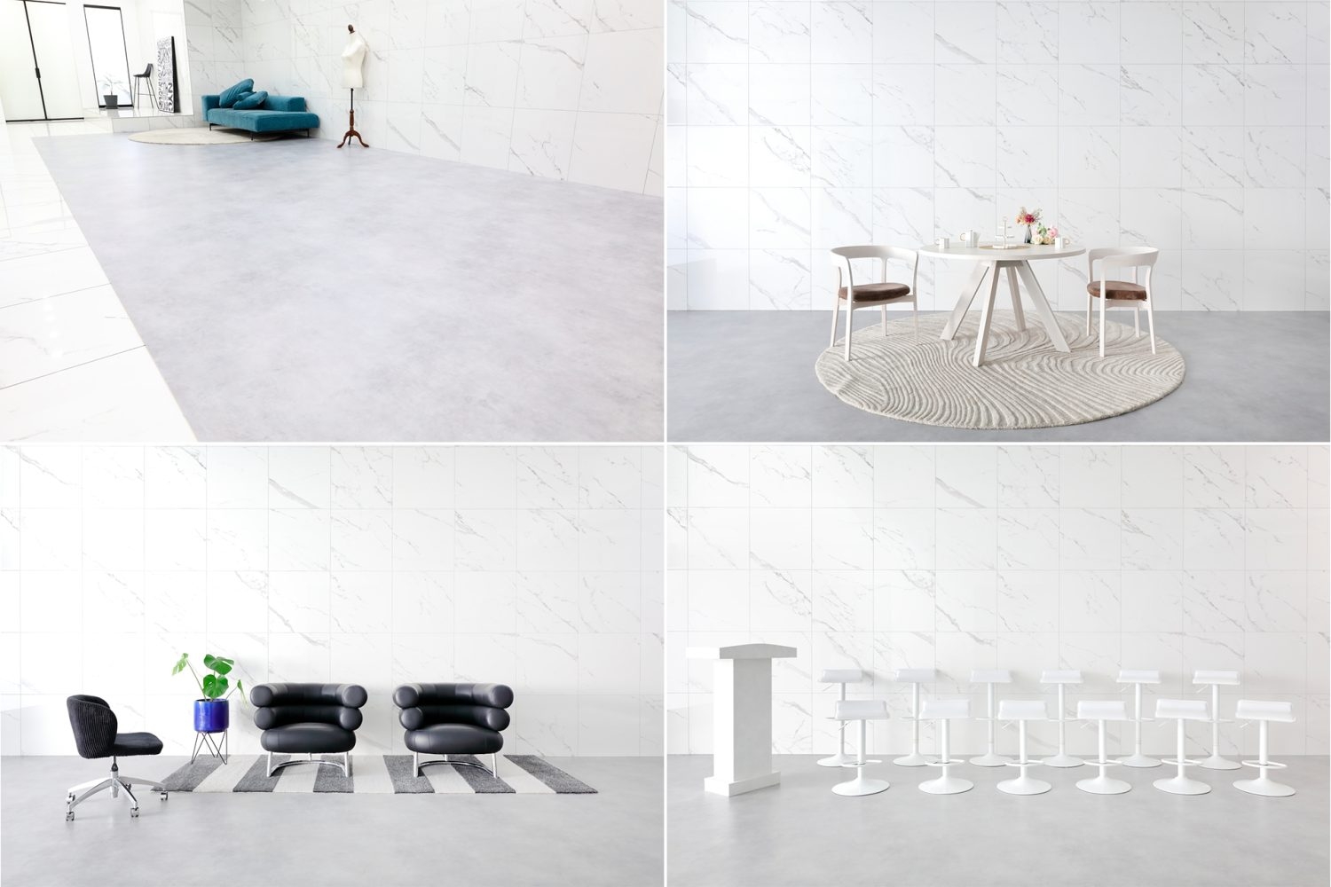 モルタル調の床材は3.64✕10m