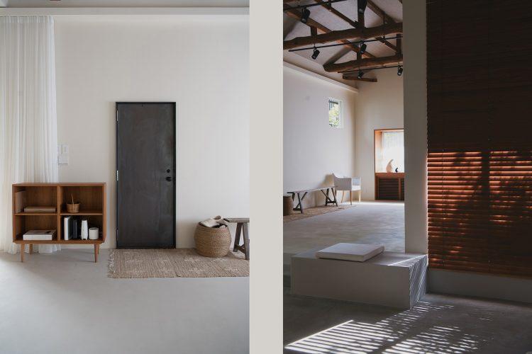 エントランススペースと大きなブラインド