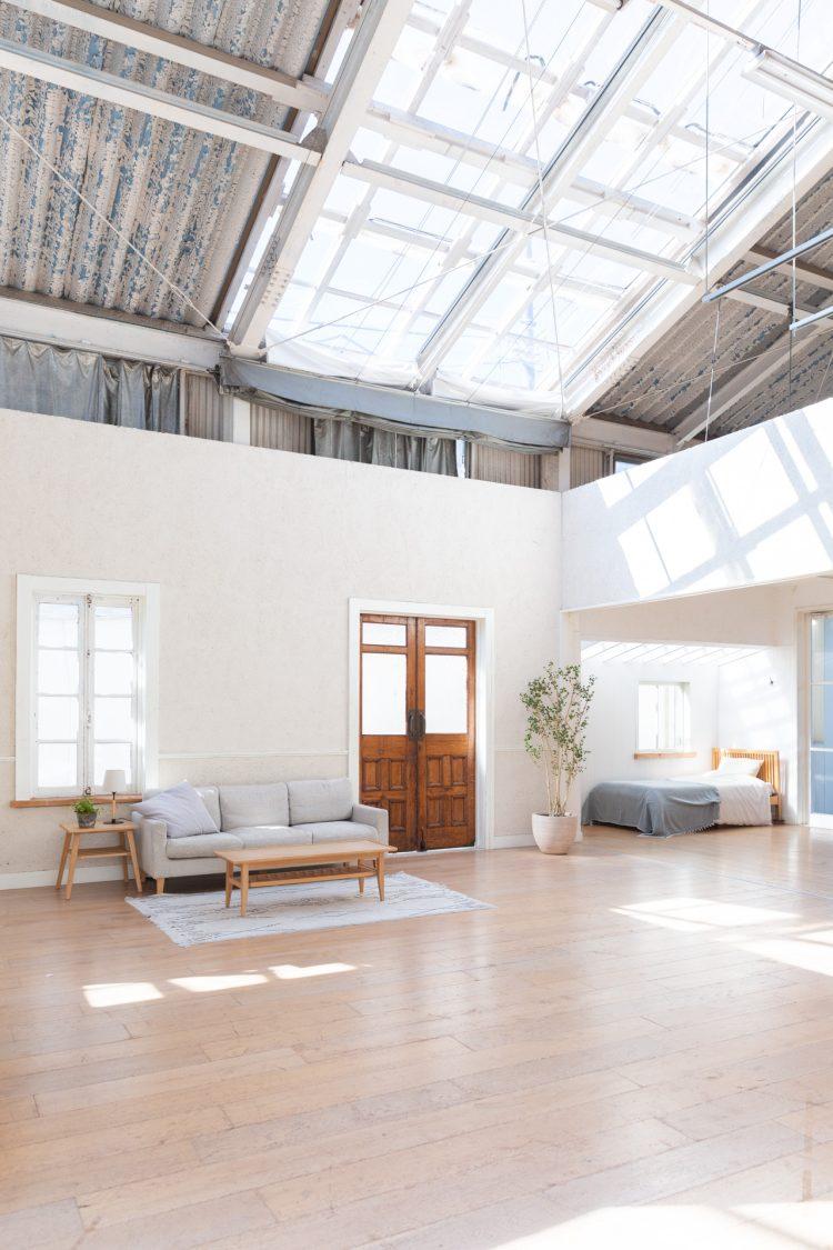 大きな天窓から光が差し込む