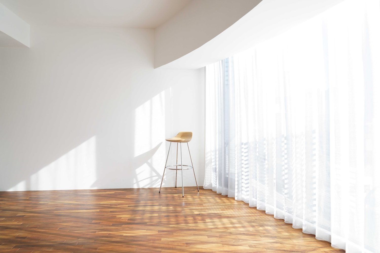 南からのサイド光が美しい白壁