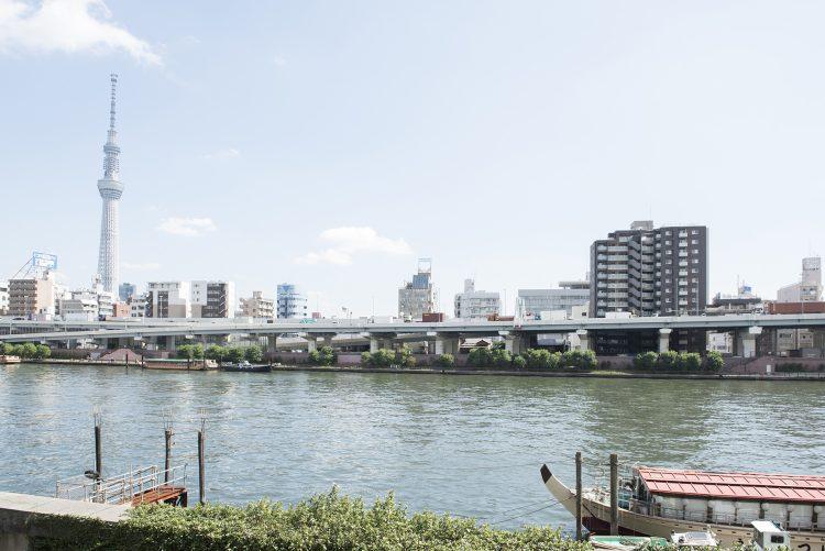 隅田川の向こうにはスカイツリー