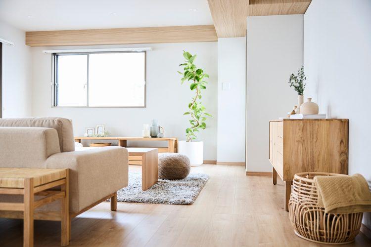 自然素材の家具でスタイリングされた優しい空間