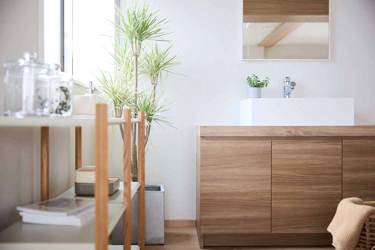 使いやすい小物類や植物が揃う