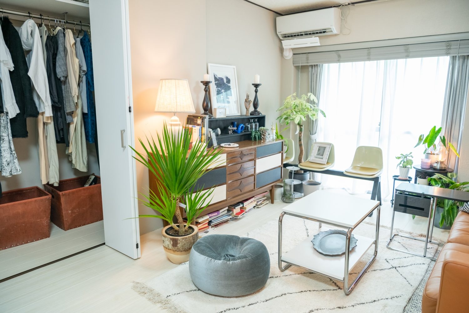 実際に使えるクローゼットとリビング