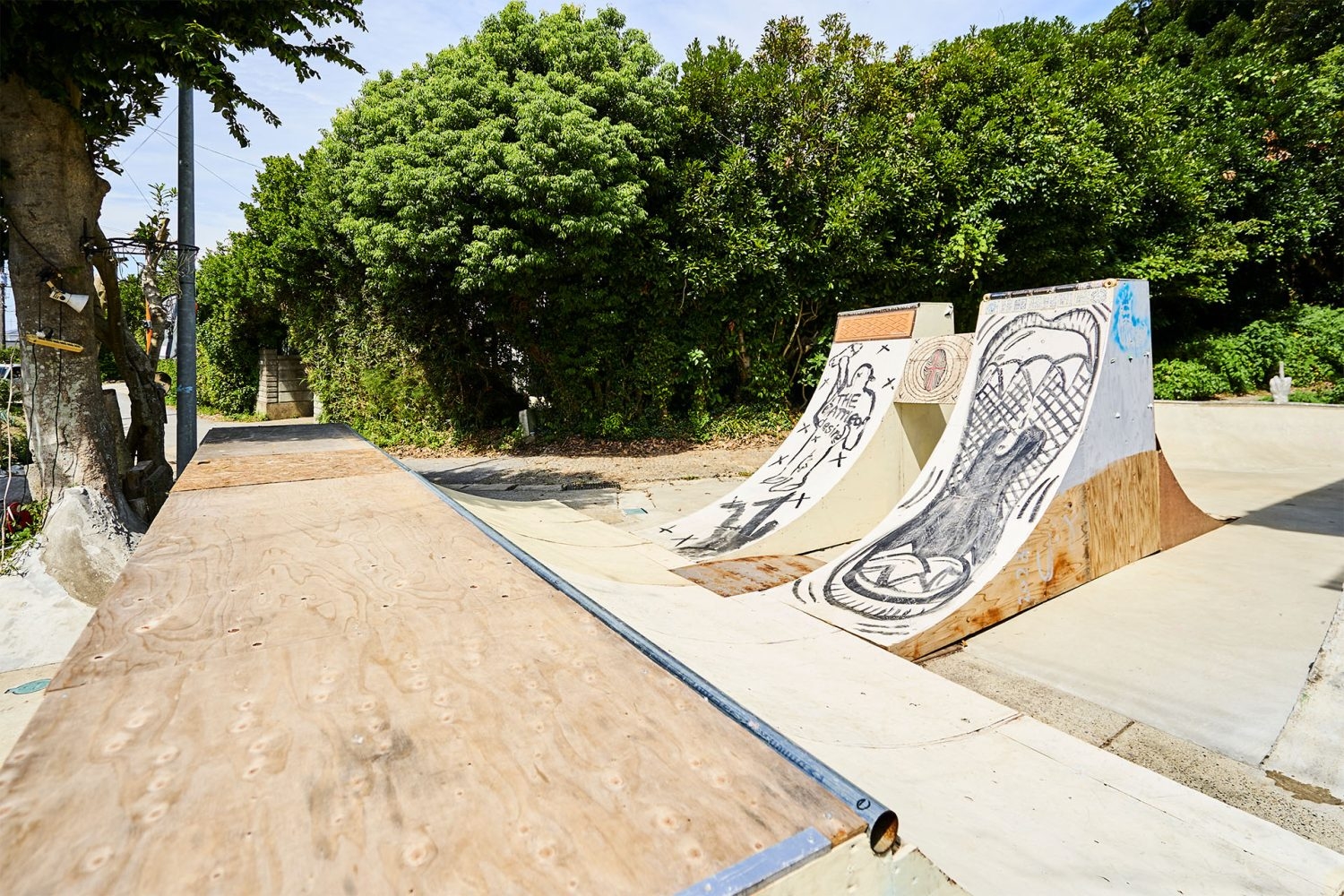 緑を背景に撮影できるジャンプ台