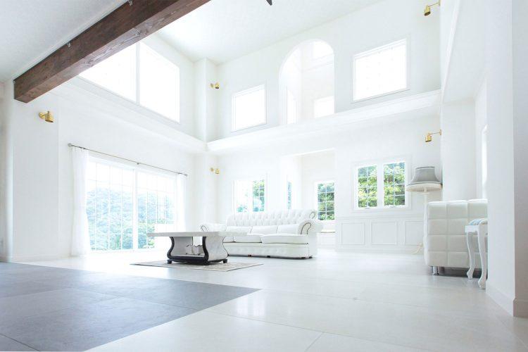 自然光がたっぷり入る約50㎡のリビング