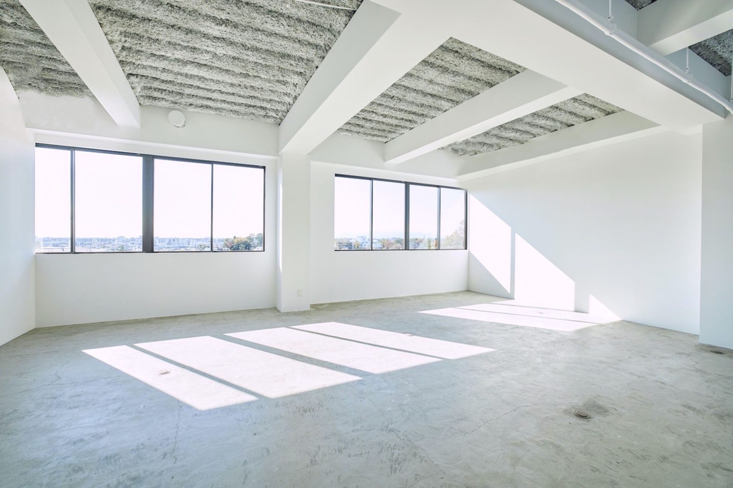 午前中から午後にかけては右の白壁に自然光