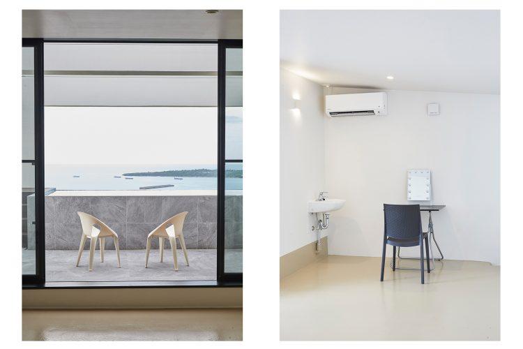 2階控室メイクスペースには洗面台あり